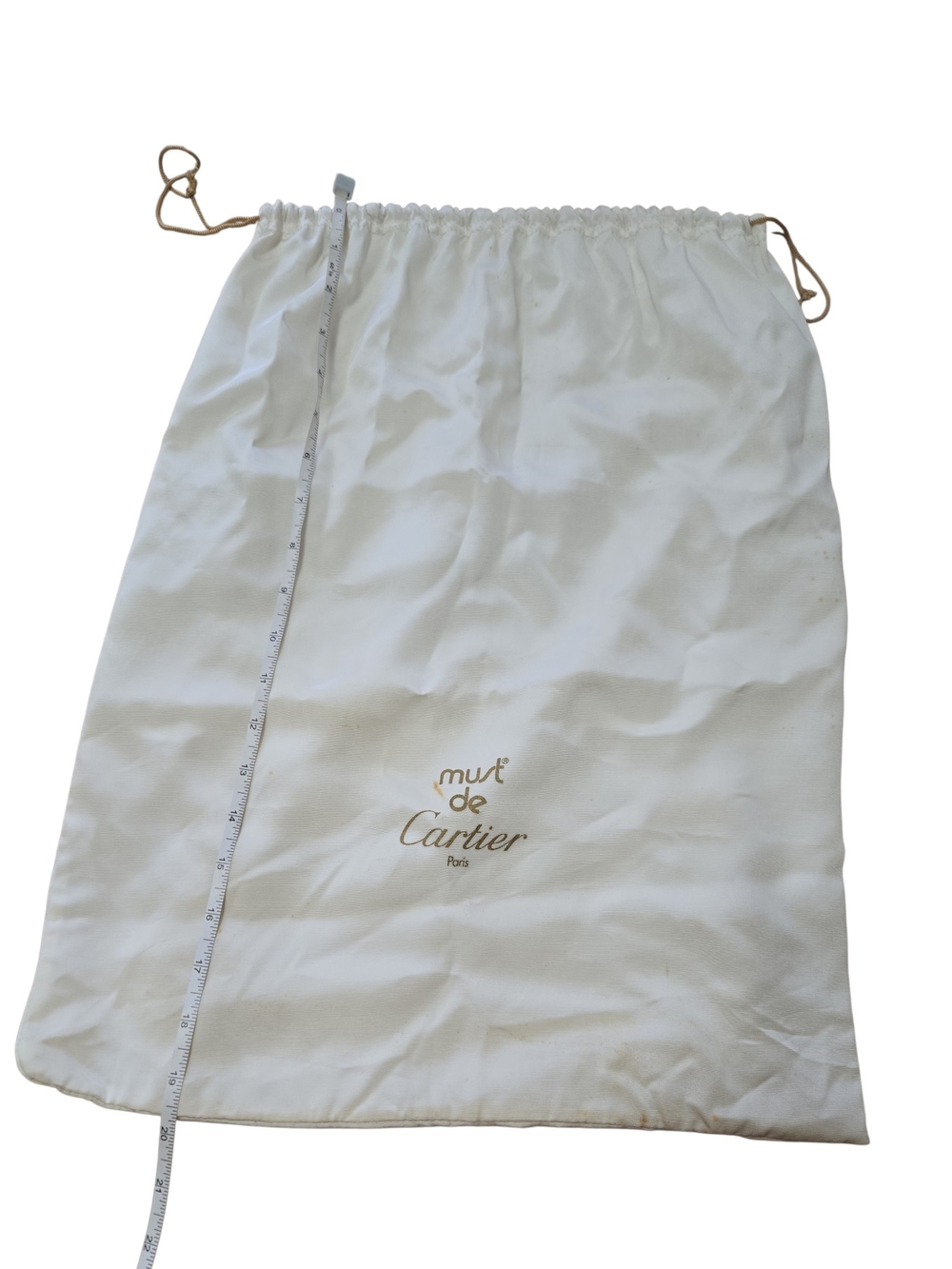 Cartier Cream Drawstring Logo Dust Bag with Gold Print